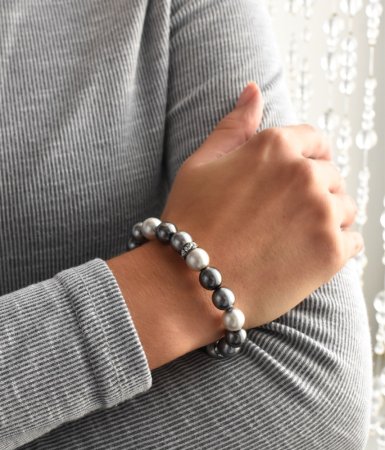 Náramok so Swarovski Elements šedá perla 33061.3 Grey