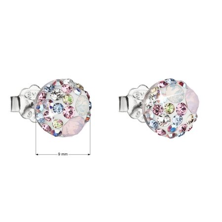 Stříbrné náušnice pecka s krystaly Swarovski růžové kulaté 31136.3 Magic Rose