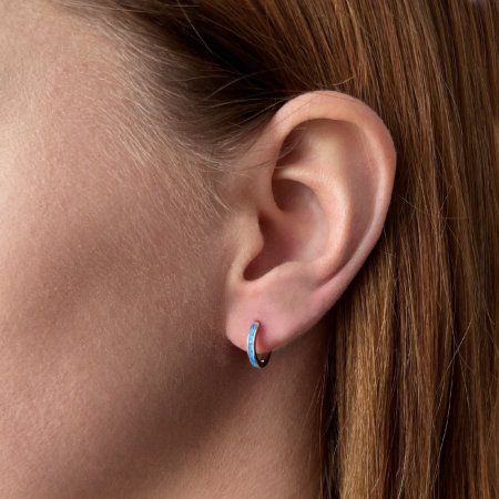 Stříbrné náušnice kroužky se syntetickým opálem modré 11403.3 Blue s. Opal