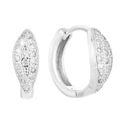 Stříbrné náušnice kruhy se zirkonem v bílé barvě 11318.1