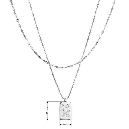 Strieborný dvojitý náhrdelník s bielou perleťou 12155.1