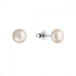 Stříbrné náušnice pecky s bílou říční perlou 21064.1 Bílá