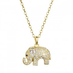 Pozlacený stříbrný náhrdelník slon s bílými zirkony 12060.1 Au plating