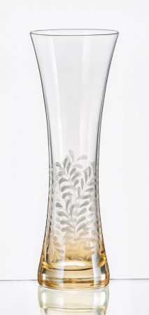 Skleněná váza béžová s lístky 19,5 cm