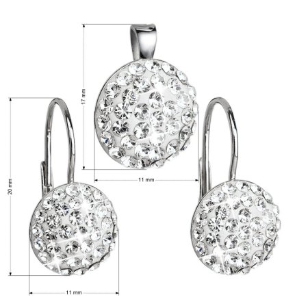 Sada šperkov s kryštálmi Swarovski náušnice a prívesok biele okrúhle 39086.1 Krystal