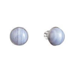 Strieborné náušnice kôstky s pravými minerálnymi kameňmi okrúhle 11491.3 Achát Blue Lace