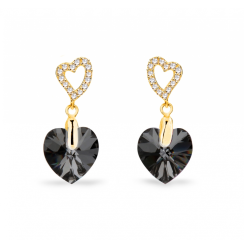 Náušnice šedé se Swarovski Elements Amore KCSG622810SN Silver Night