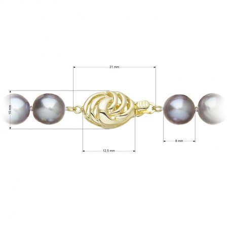 Perlový náhrdelník z riečnych perál so zapínaním zo 14 karátového zlata 922028.3/9265A grey