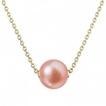 Pozlacený stříbrný náhrdelník s růžovou říční perlou na řetízku 22047.3 pink