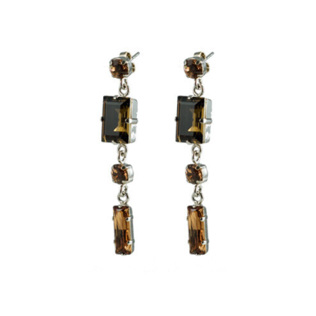 Náušnice se Swarovski Elements podélný kámen Smoked Topaz