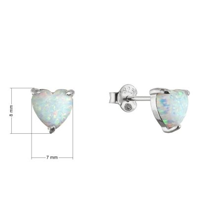 Strieborné náušnice opálové srdiečka 11691.1