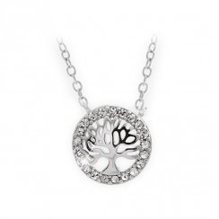 Strieborný náhrdelník so Swarovski Elements strom života Krystal