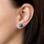 Strieborné náušnice pecka s kryštálmi Swarovski a tmavo modrou matnou perlou okrúhle 31214.3 Dark Blue