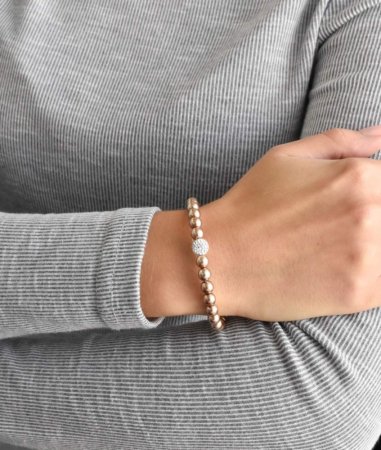 Perlový náramek hnědý s křišťály Preciosa 33115.3 Bronze