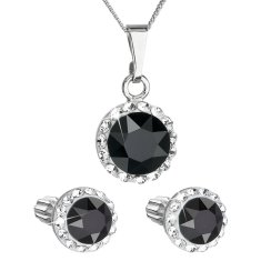 Sada šperků s krystaly Swarovski náušnice a přívěsek černé kulaté 39352.3 Jet