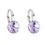 Strieborné náušnice visiace s kryštálmi Swarovski fialové okrúhle 31229.3 Violet