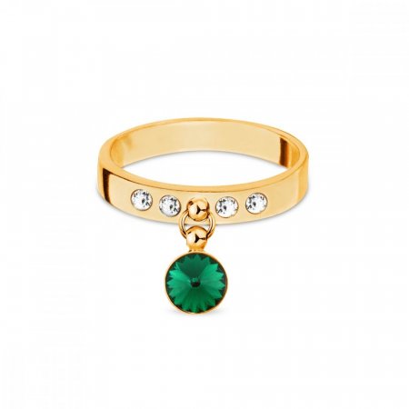 Prsten zelený se Swarovski Elements Glee PKOG1122SS29EMC Emerald
