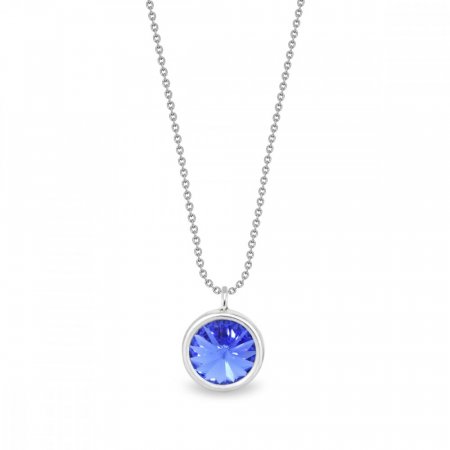 Stříbrný náhrdelník modrý se Swarovski Elements Birthday Stone NB1122SS29SA Sapphire