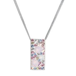 Strieborný náhrdelník so Swarovski kryštálmi ružový obdĺžnik 32074.3 Magic Rose
