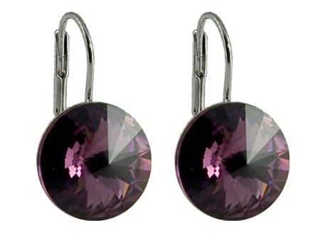 Náušnice Rivoli tmavě fialové se Swarovski Elements Amethyst 14 mm