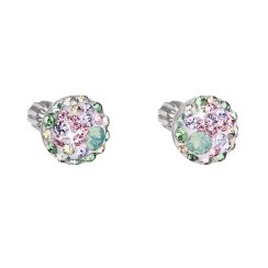 Stříbrné náušnice pecka s krystaly Swarovski mix barev kulaté 31336.3 Sakura