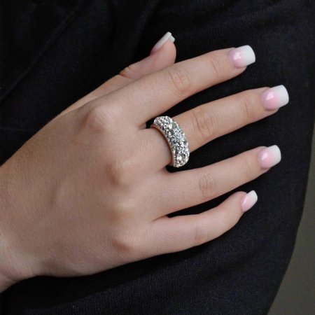 Stříbrný prsten s krystaly Swarovski bílý 35031.1 Krystal