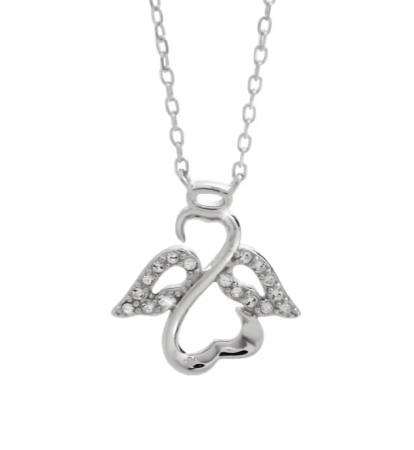 Stříbrný náhrdelník čirý s krystaly Swarovski Elements Anděl Krystal