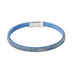 Náramek modrý textilní s krystaly 53007.3 lt.sapphire
