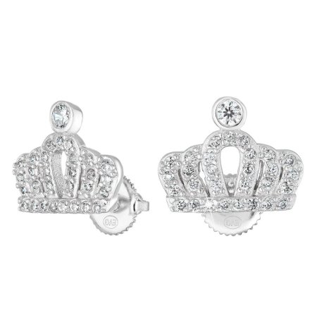 Strieborné náušnice pecka so zirkónom biela korunka 11274.1