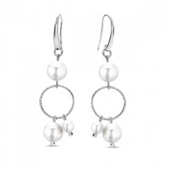 Stříbrné náušnice bílé perlové Satellite KWF5810W White Pearl