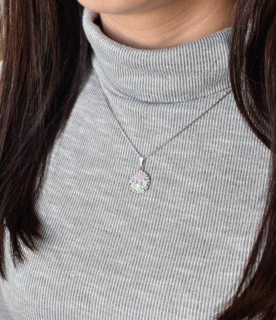 Stříbrný přívěsek s krystaly Swarovski mix barev kulatý 34225.3 Sakura