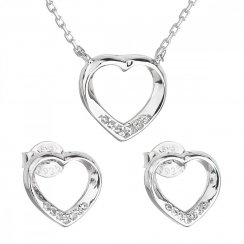 Sada šperkov so zirkónom náušnice a náhrdelník biele srdce 19019.1
