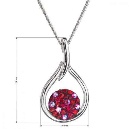 Stříbrný náhrdelník se Swarovski krystaly červená kapka 32075.3 Cherry