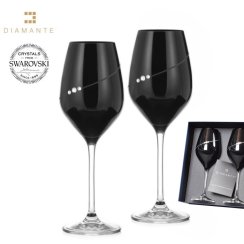 Poháre na biele víno čierne so Swarovski Elements Silhouette 360 ml Black