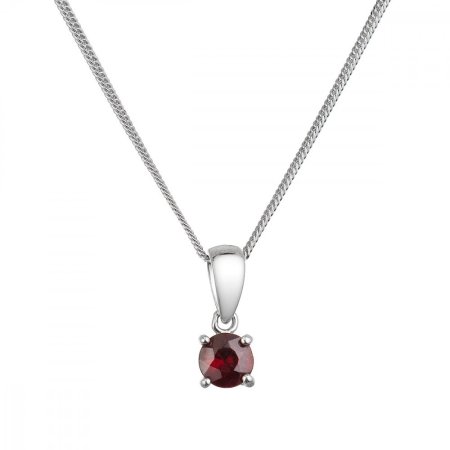 Stříbrný náhrdelník s pravým minerálním kamenem rudý 12078.3 garnet