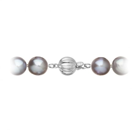 Perlový náhrdelník z říčních perel se zapínáním z bílého 14 karátového zlata 822028.3/9272B grey