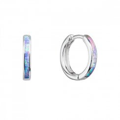 Stříbrné náušnice kroužky se syntetickým opálem duhové 11403.3 Rainbow s. Opal