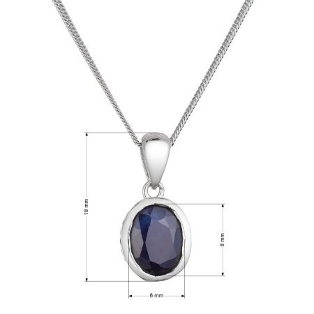 Strieborný náhrdelník s pravým minerálnym kameňom tmavo modrý 12087.3 dark sapphire