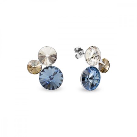 Stříbrné náušnice modrozlaté se Swarovski Elements Sweetie  K11223N