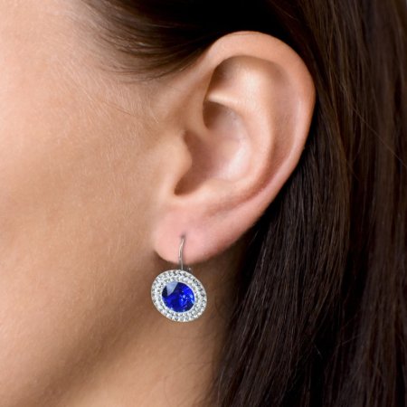 Sada šperkov s kryštálmi Swarovski náušnice a prívesok modrej okrúhle 39107.3 Majestic Blue
