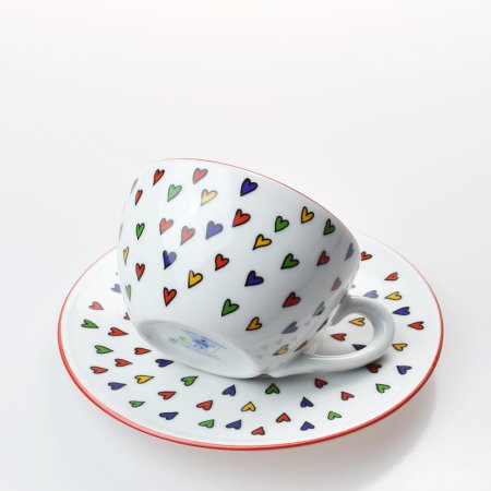 Porcelánový hrnek s podšálkem na kávu srdce Milada 180 ml