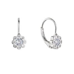 Stříbrné náušnice dětské kytičky se zirkony 11476.1 Krystal