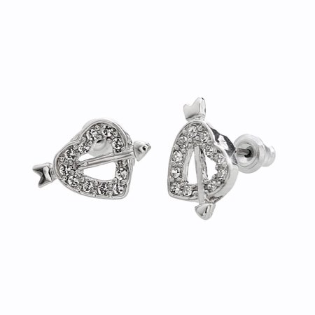 Náušnice číre so Swarovski Elements Srdiečko Krystal
