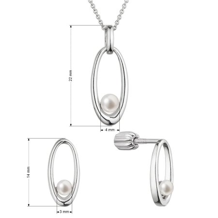 Perlová souprava ovál s bílou říční perlou 29076.1B