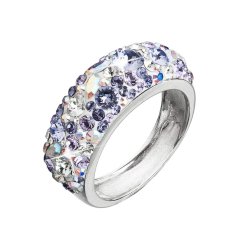 Stříbrný prsten s krystaly Swarovski fialový 35031.3 Violet