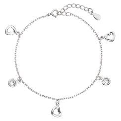 Stříbrný náramek se Swarovski krystaly bílé srdce 33110.1 Krystal