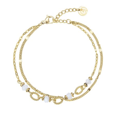 Náramek ocelový s bílým jadeitem 43064.1