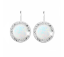 Stříbrné náušnice klapky s kulatým opálem a krystaly Swarovski White velké