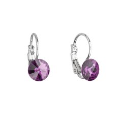 Náušnice bižutérie s krištáľmi Preciosa fialové okrúhle 51031.3 Amethyst