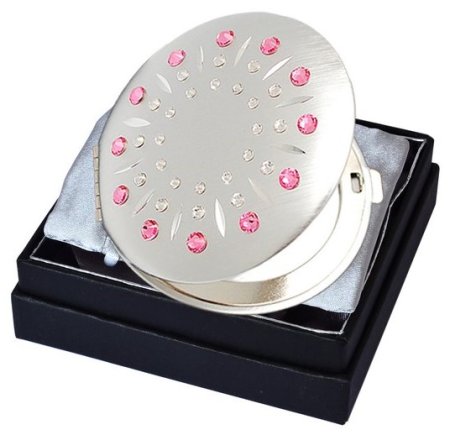 Kosmetické kapesní zrcátko se Swarovski Elements sun light rose EL-01.11